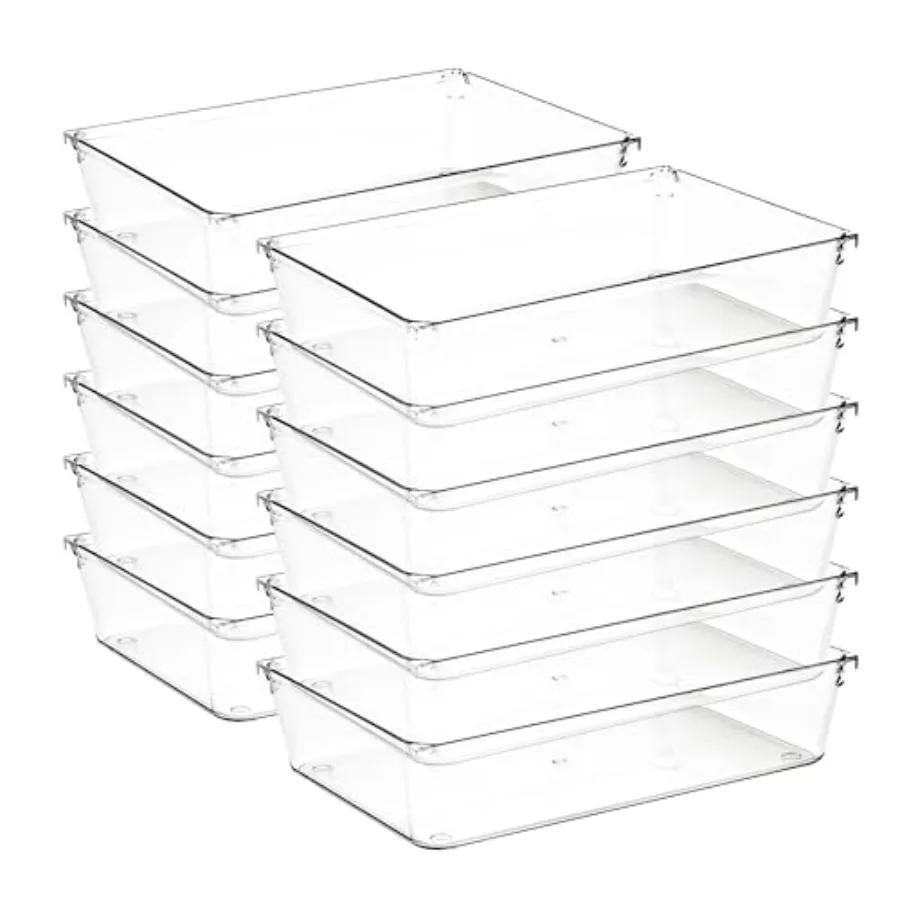 Pack Drawer Organizer - 6" X 9" Clear Acrylic Storage Bins with Non-Slip Pads, Versatile Desk Tray for Makeup, Jewelry, Kitchen
Pack Drawer Organizer - 6" X 9" Clear Acrylic Storage Bins with Non-Slip Pads, Versatile Desk Tray for Makeup, Jewelry, Kitchen