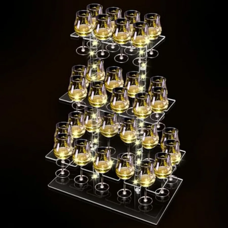 Champagne Tower with Led Light for Party, 3 Tier Clear Champagne Flute Wall Holder with 32 Slots Glasses Display Stand Stemware
Champagne Tower with Led Light for Party, 3 Tier Clear Champagne Flute Wall Holder with 32 Slots Glasses Display Stand Stemware