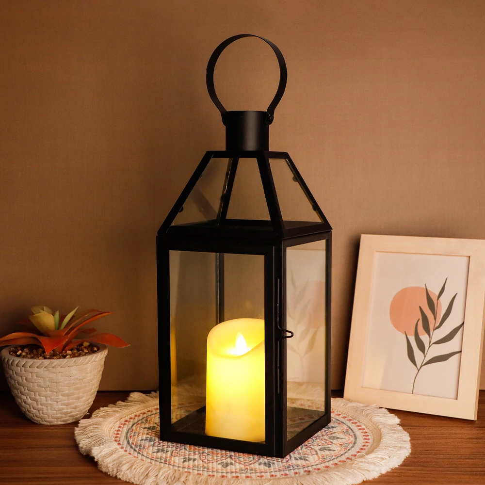 Vintage Black Metal Lantern with Hanging Top Candle Lantern for Parties Wedding Gift Garden Hallway Patio Living Room
Vintage Black Metal Lantern with Hanging Top Candle Lantern for Parties Wedding Gift Garden Hallway Patio Living Room