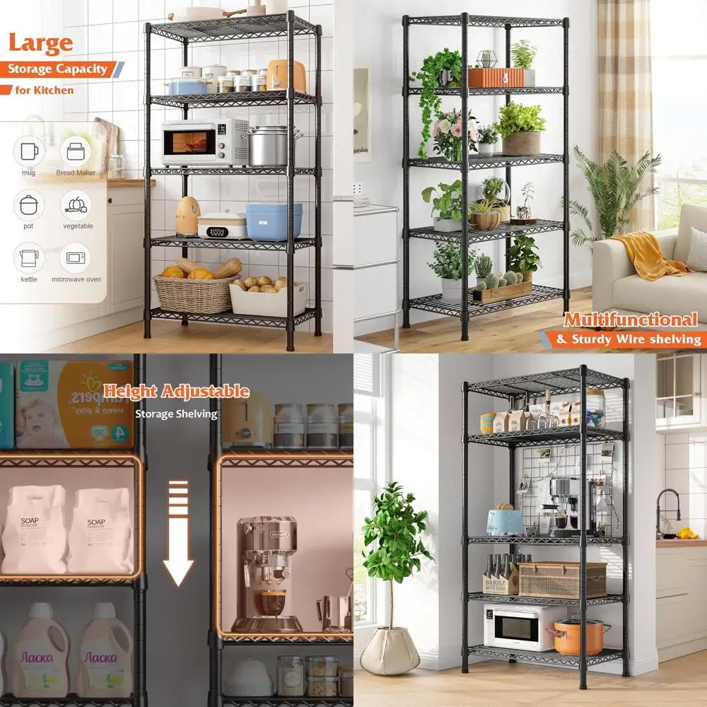 5-Tier Adjustable Metal Storage Rack, 24W x 14D x 59H, Heavy Duty Garage Shelving
5-Tier Adjustable Metal Storage Rack, 24W x 14D x 59H, Heavy Duty Garage Shelving