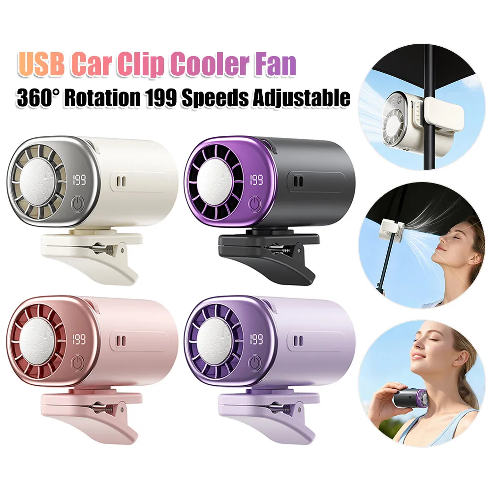USB Portable Clip Fan with LED Display Car Clamp Cooler Rotatable Fan 360° Rotation for Infant Dogs Summer Road Trips
USB Portable Clip Fan with LED Display Car Clamp Cooler Rotatable Fan 360° Rotation for Infant Dogs Summer Road Trips