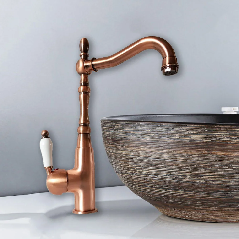 Swivel Spout Water Tap Antique Red Copper Single Handle Single Hole Kitchen Sink & Bathroom Faucet Basin Mixer Tap anf419
Swivel Spout Water Tap Antique Red Copper Single Handle Single Hole Kitchen Sink & Bathroom Faucet Basin Mixer Tap anf419