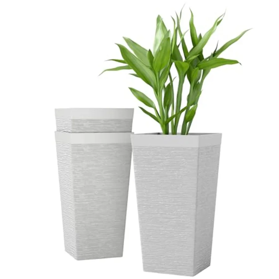 Outdoor plastic planters set of 3 22.8 inch tall stone finish white with wheels and drainage holes stackable tapered design for
Outdoor plastic planters set of 3 22.8 inch tall stone finish white with wheels and drainage holes stackable tapered design for