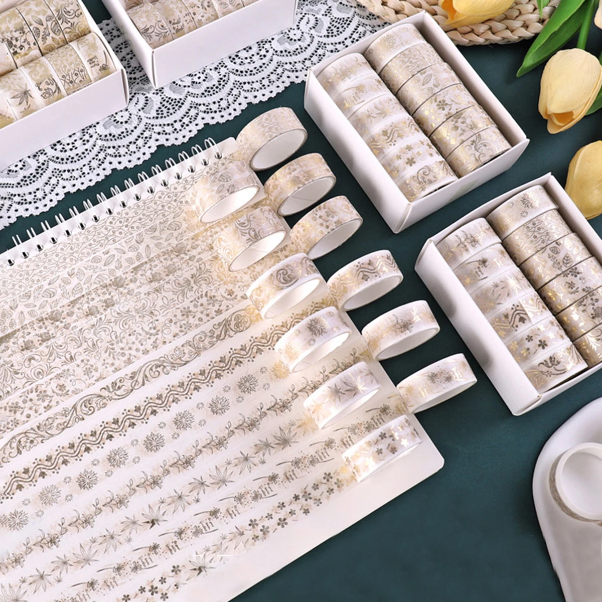 12 Rolls Floral Gold Foil Washi Tape Set, Aesthetic Pastel Decorative DIY Masking Tape for Scrapbook Journaling Planner Crafts
12 Rolls Floral Gold Foil Washi Tape Set, Aesthetic Pastel Decorative DIY Masking Tape for Scrapbook Journaling Planner Crafts