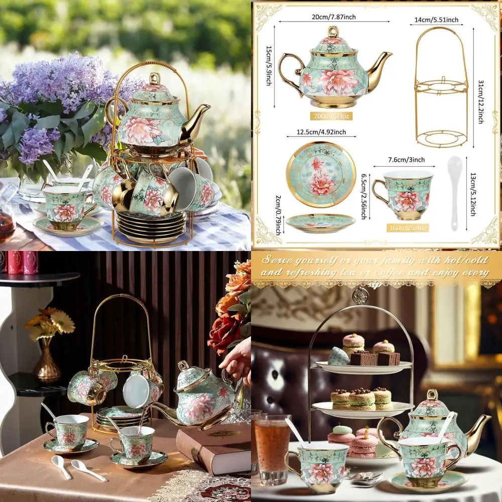 Большой чайный сервиз в европейском стиле из фарфора с металлической подставкой, 20 предметов, керамический чайник, чашки, блюдца и ложки для женщин
Большой чайный сервиз в европейском стиле из фарфора с металлической подставкой, 20 предметов, керамический чайник, чашки, блюдца и ложки для женщин