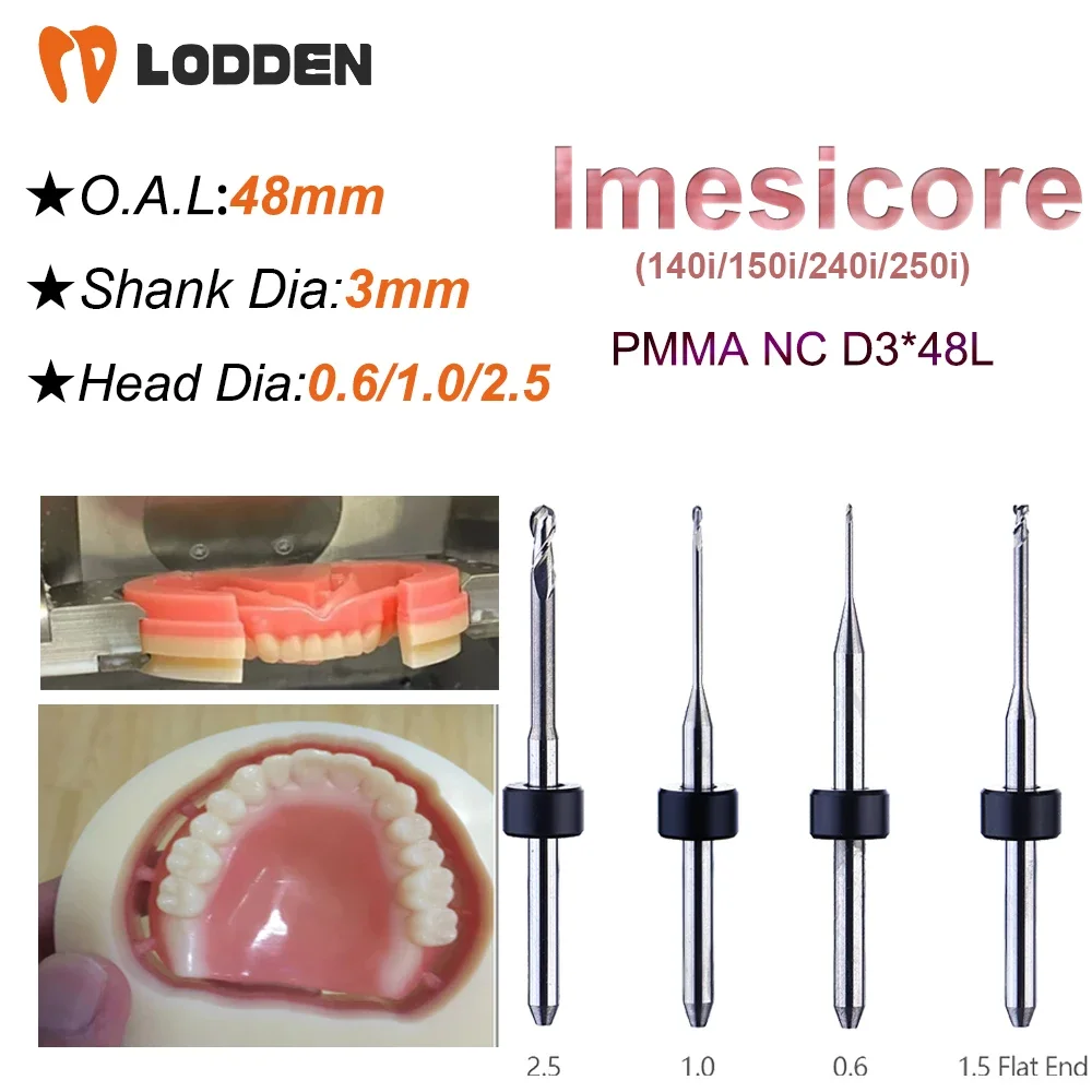 Imes icore140i/150i/240i/250i Milling Burs Dental Grinding PMMA D3 Shank NC Coating 48mm Length 2.5/1.0/0.6mm Grinding Tool
Imes icore140i/150i/240i/250i Milling Burs Dental Grinding PMMA D3 Shank NC Coating 48mm Length 2.5/1.0/0.6mm Grinding Tool