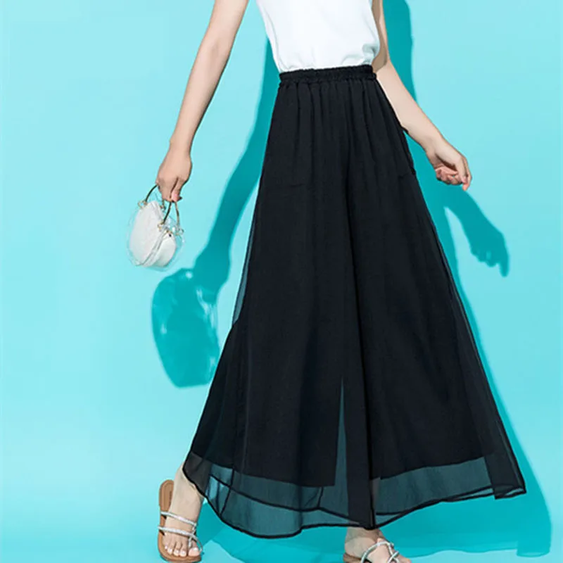 New Chiffon Double-Layer Culottes With Pockets Women 2025 Summer Vintage Thin Wide-Leg Pants High-Waist Elastic Trousers Female
New Chiffon Double-Layer Culottes With Pockets Women 2025 Summer Vintage Thin Wide-Leg Pants High-Waist Elastic Trousers Female