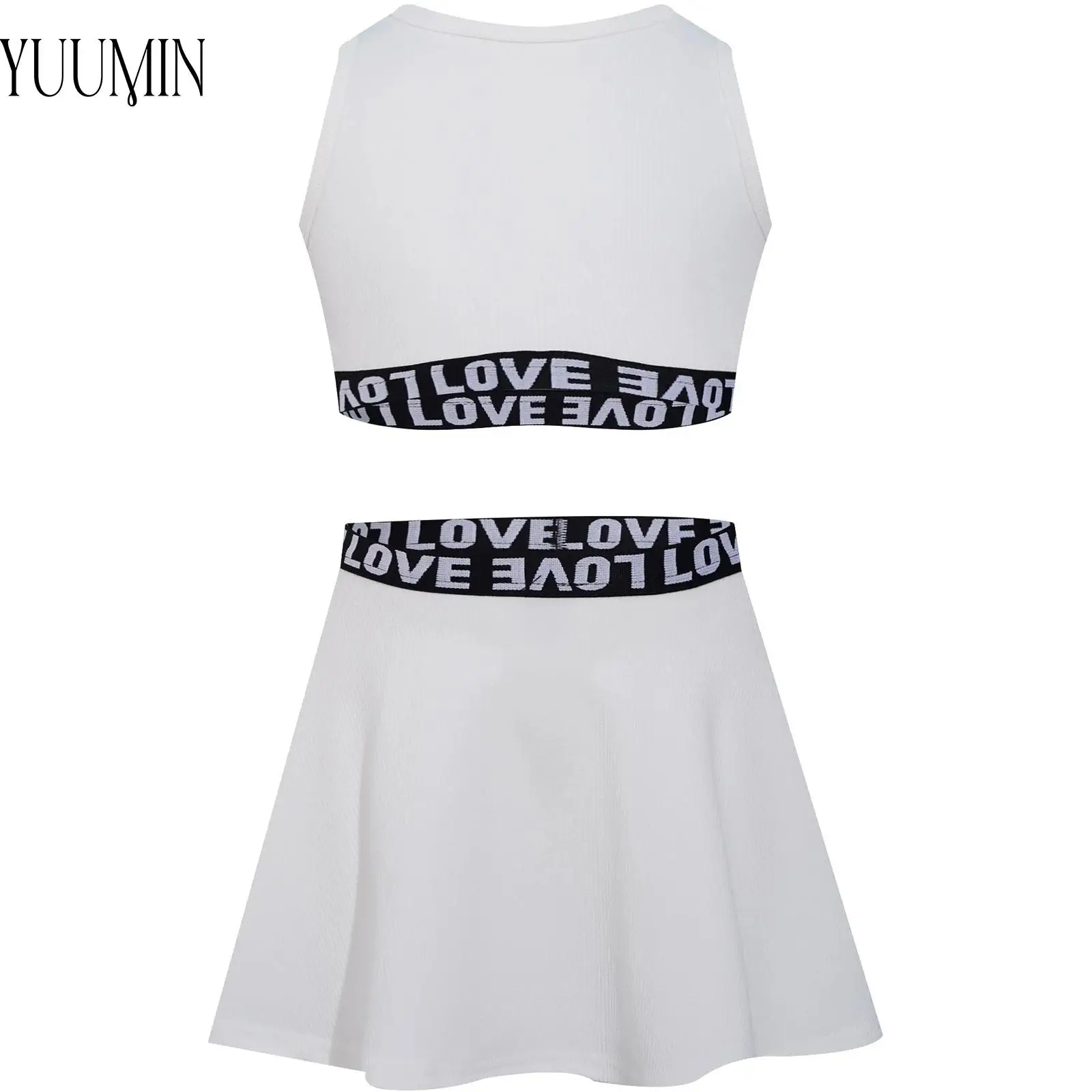 Kids Girls Sport Suit Letter Print Ribbed Tracksuit Tennis Golf Gym Outfit Sleeveless Cropped Tank Top Vest with A-Line Skirt
Kids Girls Sport Suit Letter Print Ribbed Tracksuit Tennis Golf Gym Outfit Sleeveless Cropped Tank Top Vest with A-Line Skirt