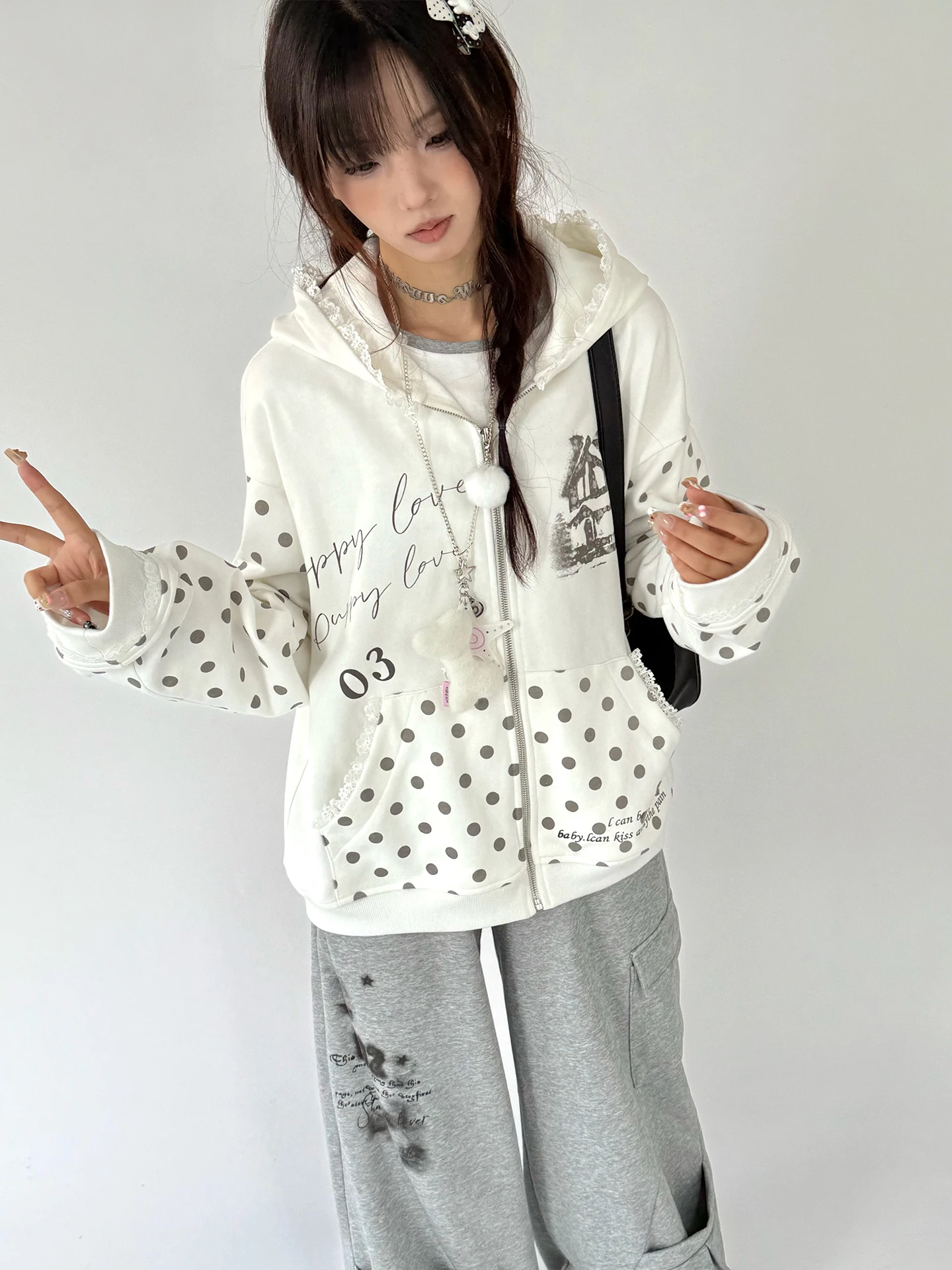 Coconut Milk Sugar Girl's Lace Hoodie Polka Dot Print Cotton Long Sleeve Casual Top Spring Day Field Original Design Loose Fit
Coconut Milk Sugar Girl's Lace Hoodie Polka Dot Print Cotton Long Sleeve Casual Top Spring Day Field Original Design Loose Fit