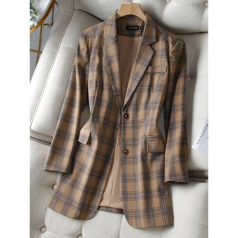 Coffee Gray Plaid Women Casual Blazer Coat Female Long Sleeve Single Breasted Loose Jacket For Office Ladies Work Wear
Coffee Gray Plaid Women Casual Blazer Coat Female Long Sleeve Single Breasted Loose Jacket For Office Ladies Work Wear