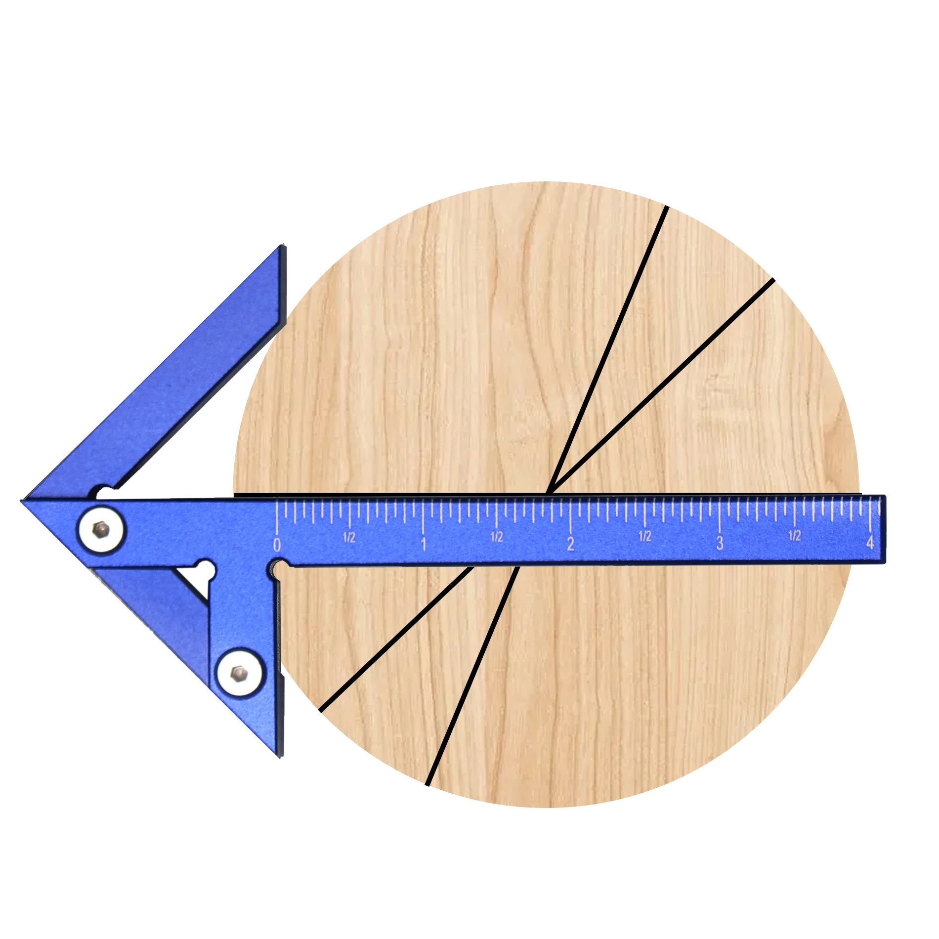 Inch Triangle Ruler Scriber Gauge Center Scribe Measuring Tool Center Finder Woodworking Line Caliber Gauge Right Angle Line