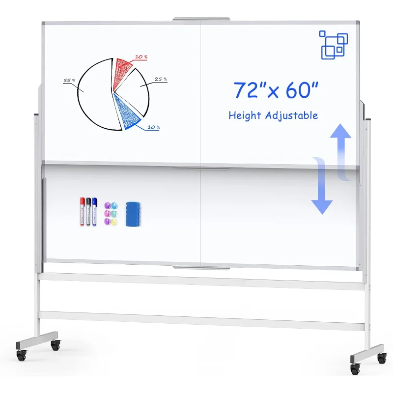 72x60 inches Large Standing Easel White Board on Wheels, Mobile Magnetic Rolling White B
72x60 inches Large Standing Easel White Board on Wheels, Mobile Magnetic Rolling White B
