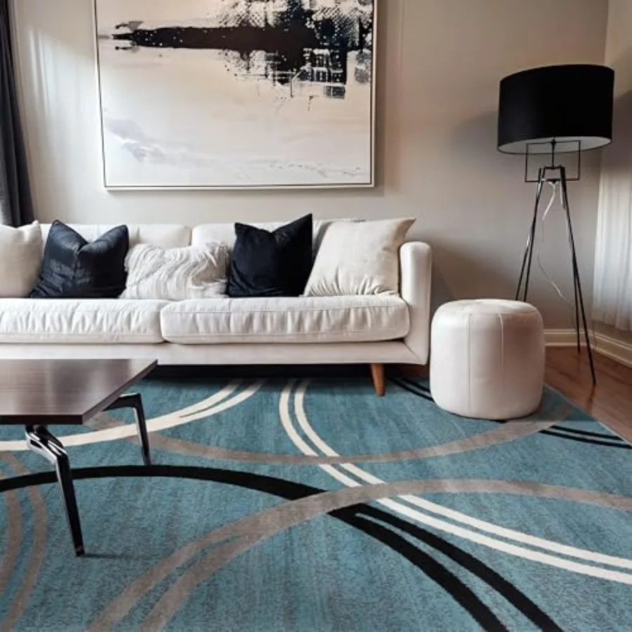 Living room, bedroom, dining room area rug with modern wavy circles design, fade-resistant blue polyester carpet, 5'3 x 7'3
Living room, bedroom, dining room area rug with modern wavy circles design, fade-resistant blue polyester carpet, 5'3 x 7'3