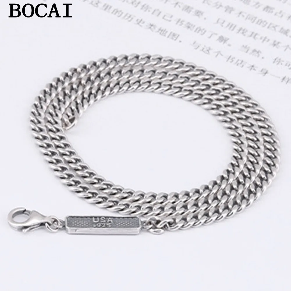 BOCAI 4MM 925 silver necklace for women fashion clavicle chain man silver necklace naked chain sweater chain personality simple
BOCAI 4MM 925 silver necklace for women fashion clavicle chain man silver necklace naked chain sweater chain personality simple