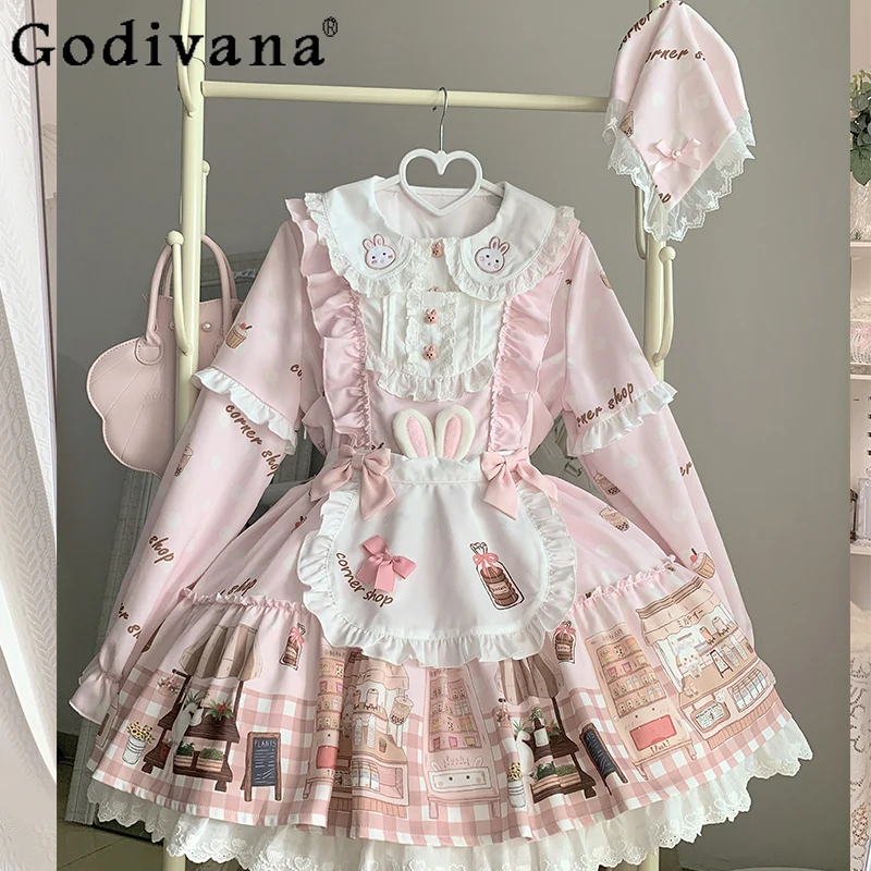 Lori Lo Suspender Dress Apron Set Girl Women's Sweet Cute Bow Cartoon Printed Ruffles Lolita Dress Soft Girl Long Sleeve Shirts
Lori Lo Suspender Dress Apron Set Girl Women's Sweet Cute Bow Cartoon Printed Ruffles Lolita Dress Soft Girl Long Sleeve Shirts