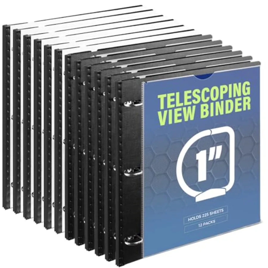 1 Inch Telescoping 3 Ring Binder 12-Pack, Expandable Flexible Binder with Customizable Front Cover and Clear Catalog Pocket, Ho
1 Inch Telescoping 3 Ring Binder 12-Pack, Expandable Flexible Binder with Customizable Front Cover and Clear Catalog Pocket, Ho