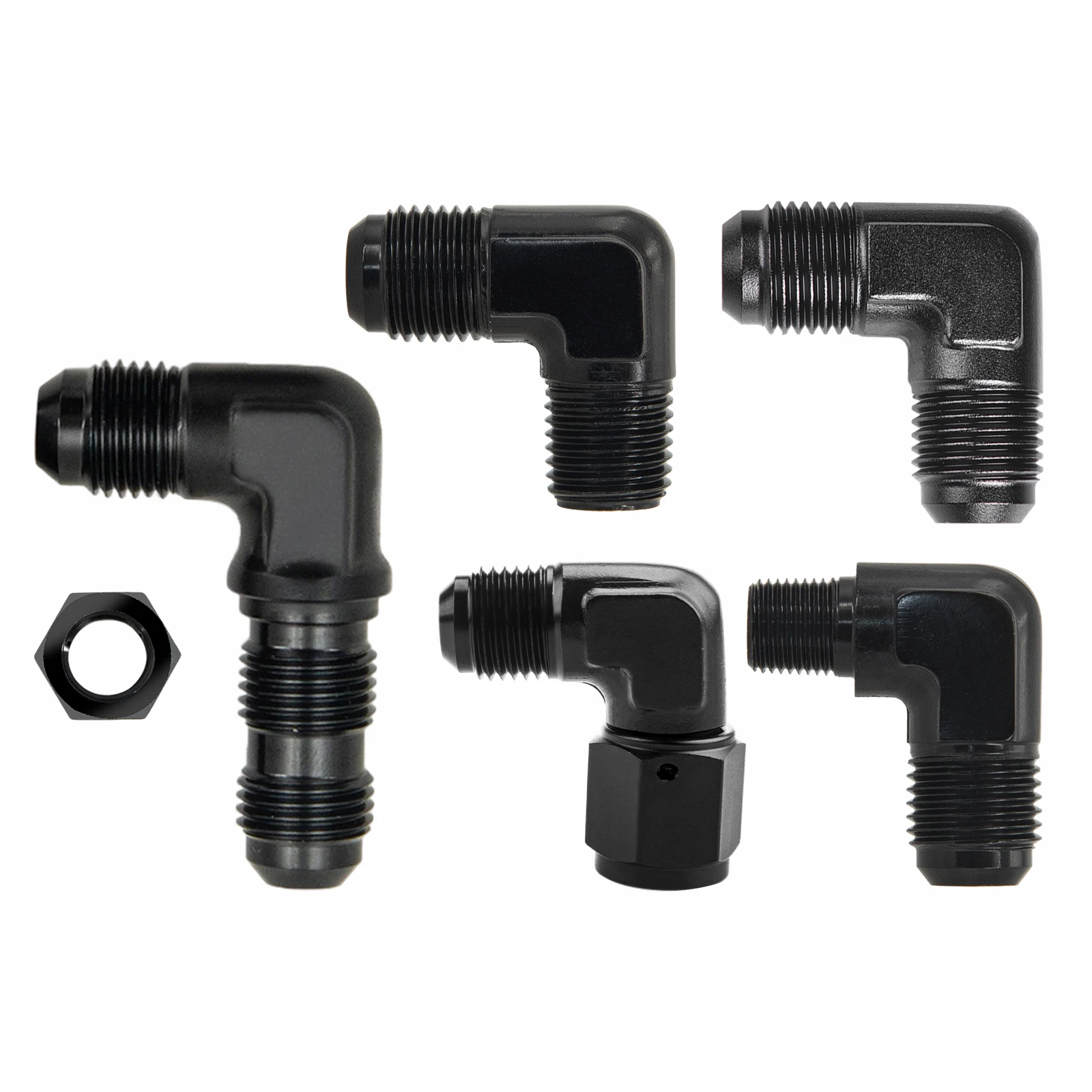 1 Piece Aluminum 90 degree AN6 to AN6, extended AN6, female AN6, 1/8NPT, 1/4NPT hose connector adapter fuel hard pipe black anod
1 Piece Aluminum 90 degree AN6 to AN6, extended AN6, female AN6, 1/8NPT, 1/4NPT hose connector adapter fuel hard pipe black anod