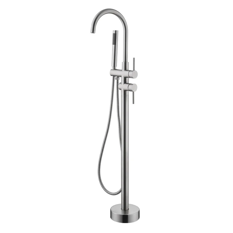 Freestanding Tub Filler with Handheld Shower and Swivel Spout
Freestanding Tub Filler with Handheld Shower and Swivel Spout