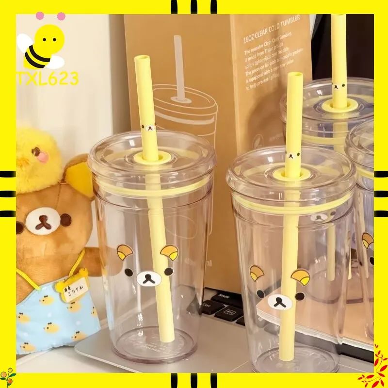 450ml Rilakkuma Cute Transparent Plastic Cup Anti-Fall Cartoon Straw Cup Large Capacity Portable Cold Drink Cup With Lid Gift
450ml Rilakkuma Cute Transparent Plastic Cup Anti-Fall Cartoon Straw Cup Large Capacity Portable Cold Drink Cup With Lid Gift