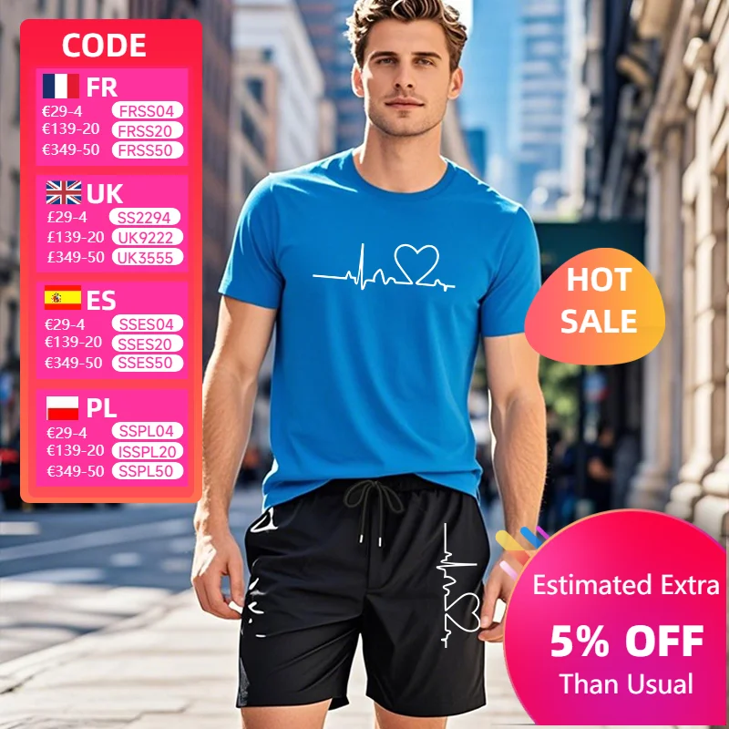 Hot Sale Mens Tracksuit Printing O-neck T-shirt+Shorts 2 Pcs Set Casual Jogging Summer Mens Short Suit Fitness Sports Shorts Set
Hot Sale Mens Tracksuit Printing O-neck T-shirt+Shorts 2 Pcs Set Casual Jogging Summer Mens Short Suit Fitness Sports Shorts Set