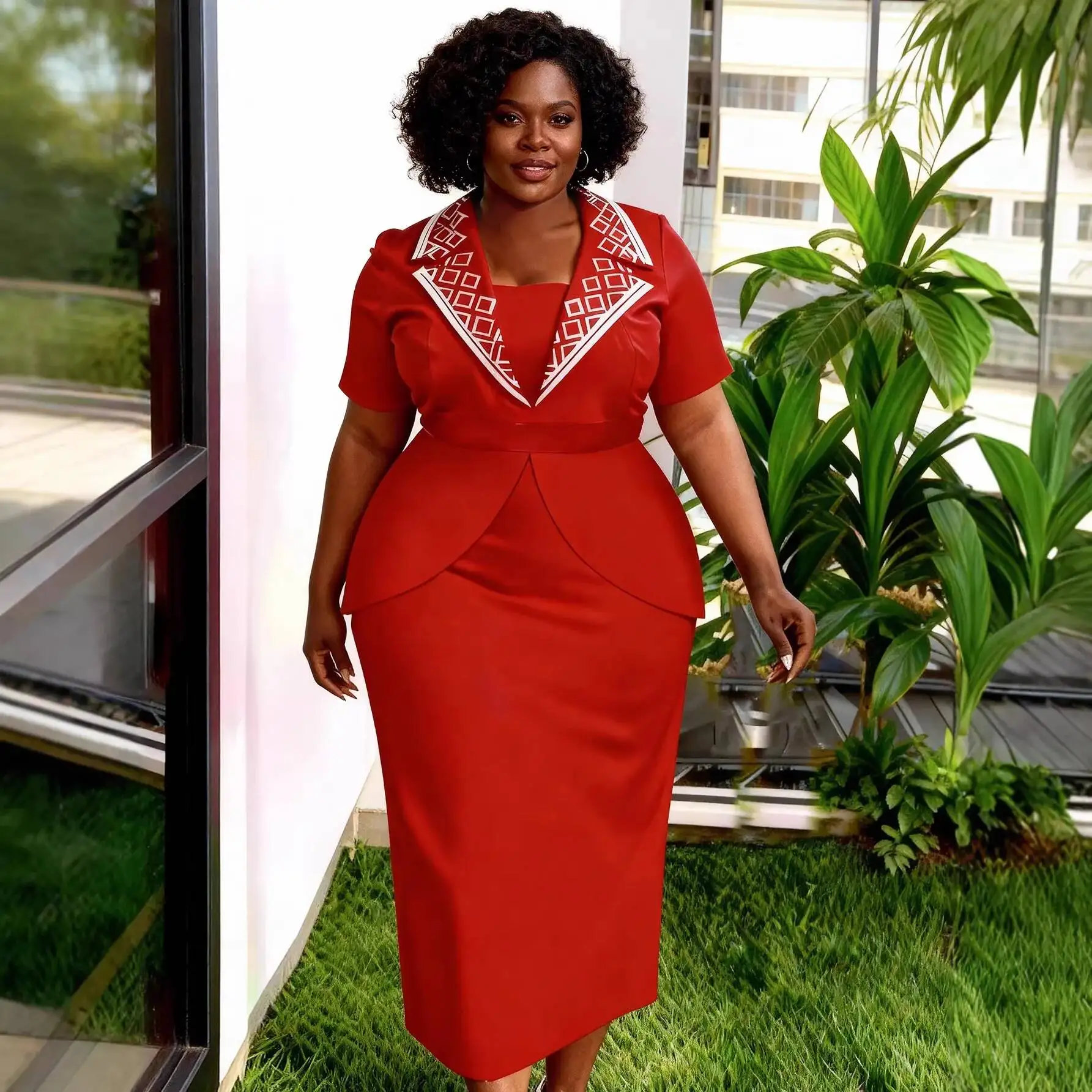 Plus-size Women's Red Collared Dress, Short-sleeved, Waist-cinching, Slimming, Bodycon, Elegant, Suitable For Parties And Work
Plus-size Women's Red Collared Dress, Short-sleeved, Waist-cinching, Slimming, Bodycon, Elegant, Suitable For Parties And Work