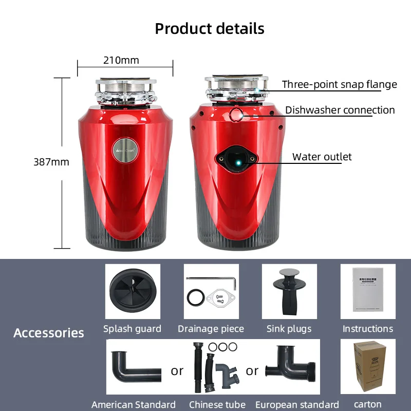 Strength Factory New Kitchen Food Waste Disposal Durable 1HP 750w Motor Silent Design Sink Garbage Disposal Machine
Strength Factory New Kitchen Food Waste Disposal Durable 1HP 750w Motor Silent Design Sink Garbage Disposal Machine