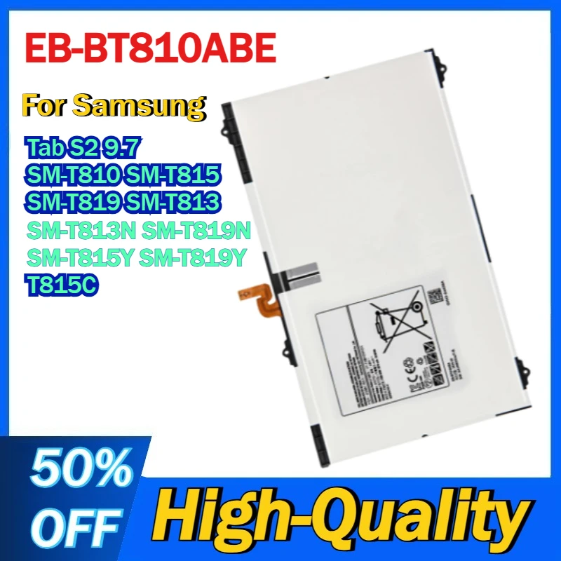 EB-BT810ABE Tablet Battery For Samsung Galaxy Tab S2 9.7 SM-T810 SM-T815 SM-T813N SM-T819N SM-T819 SM-T813 SM-T815Y SM-T819Y
EB-BT810ABE Tablet Battery For Samsung Galaxy Tab S2 9.7 SM-T810 SM-T815 SM-T813N SM-T819N SM-T819 SM-T813 SM-T815Y SM-T819Y