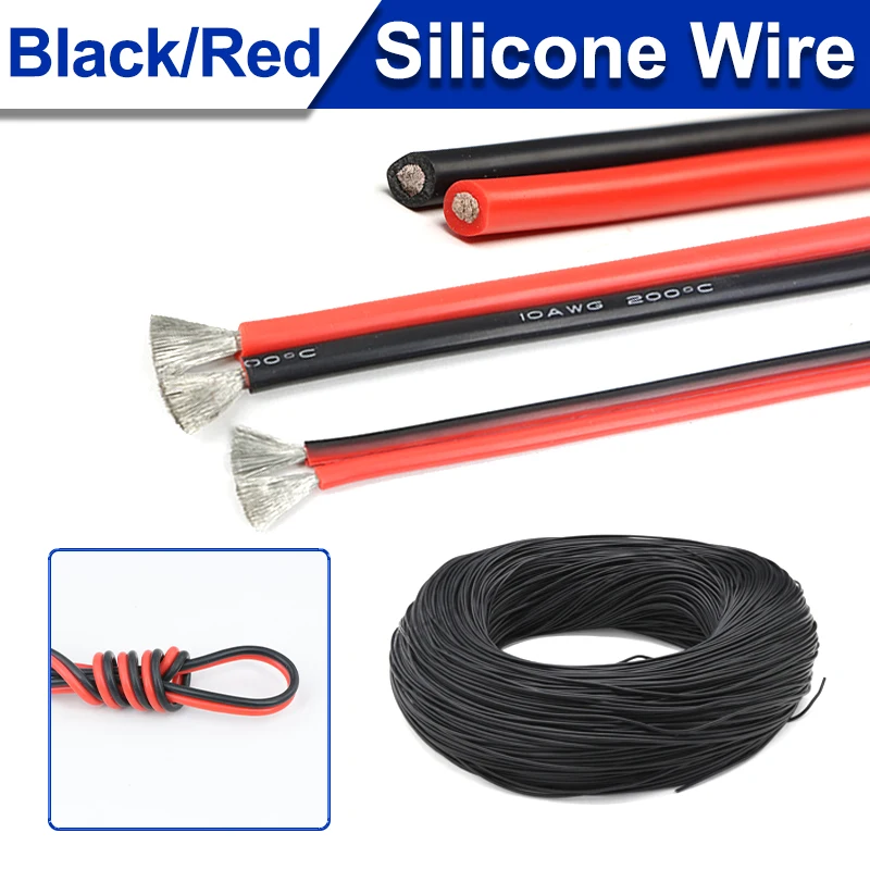 Black/Red Ultra Soft Silicone Wire 30/28/26/24/22/20/18/16/14/12/10/8AWG Solar Panel Car Battery Flexible Electric Cable 1~10M
Black/Red Ultra Soft Silicone Wire 30/28/26/24/22/20/18/16/14/12/10/8AWG Solar Panel Car Battery Flexible Electric Cable 1~10M