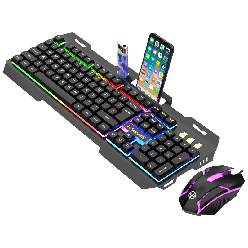 Wired Gaming Keyboard and Mouse with Backlit RGB LED Metal Base Phone Holder 12Multimedia Function for Computer PC Desktop Gamer
Wired Gaming Keyboard and Mouse with Backlit RGB LED Metal Base Phone Holder 12Multimedia Function for Computer PC Desktop Gamer