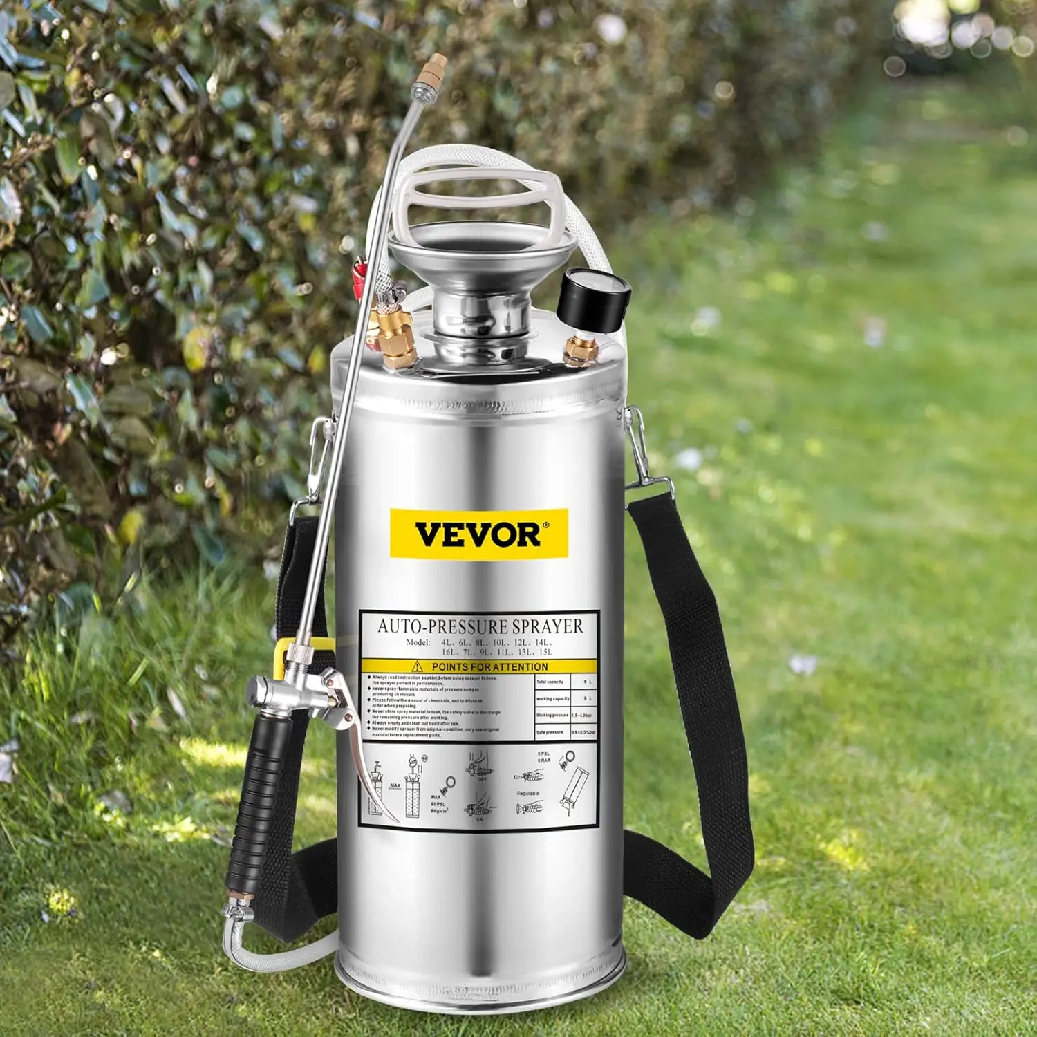 2 Gallon Stainless Steel Sprayer with Pressure Gauge, Adjustable Nozzle & Safety Valve for Lawn, Gardening
2 Gallon Stainless Steel Sprayer with Pressure Gauge, Adjustable Nozzle & Safety Valve for Lawn, Gardening