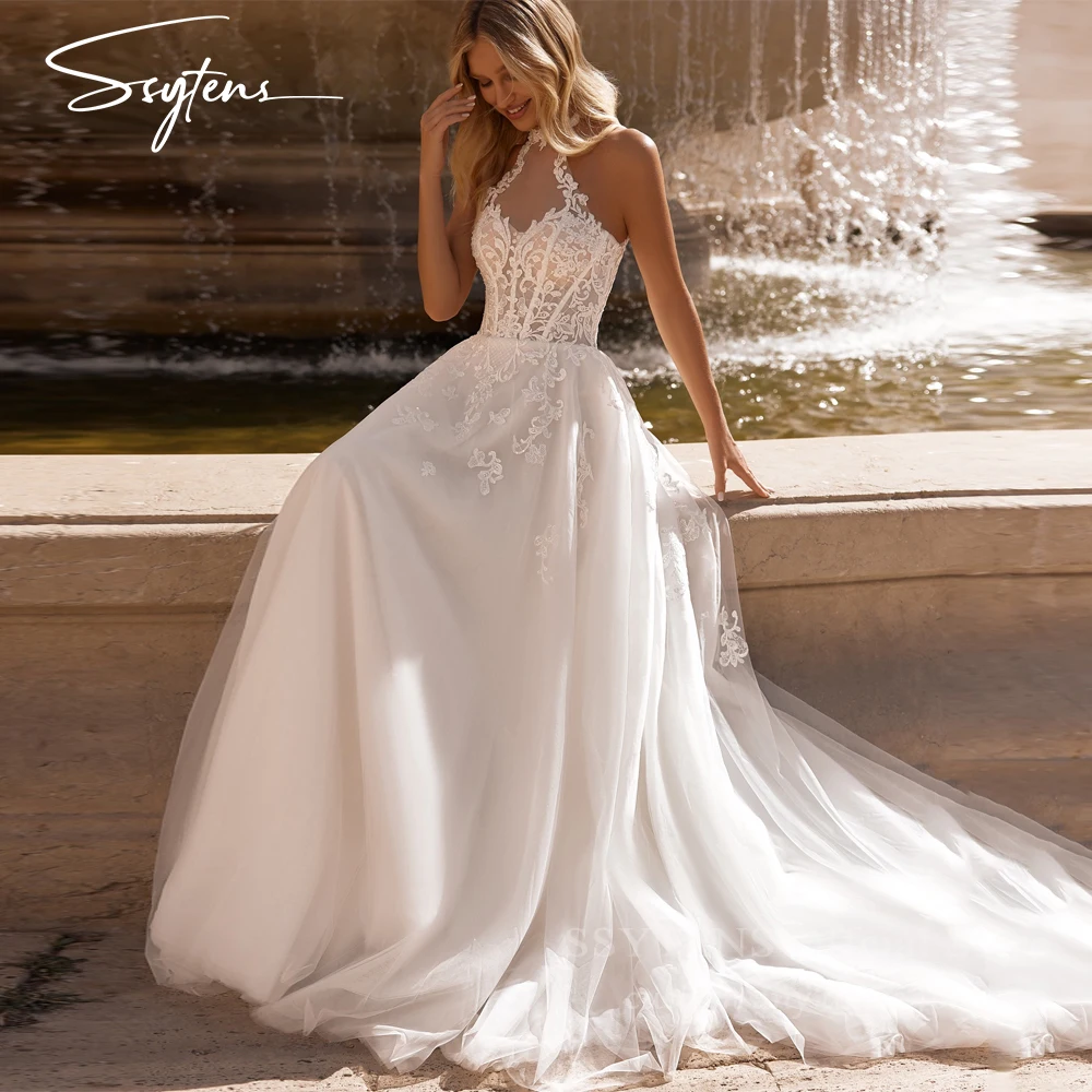 SSYTENS Bohemian Wedding Dresses Brides Illusion Halter Lace Appliques Bride Gown Backless A Line Boho Bridal Dress Customized
SSYTENS Bohemian Wedding Dresses Brides Illusion Halter Lace Appliques Bride Gown Backless A Line Boho Bridal Dress Customized