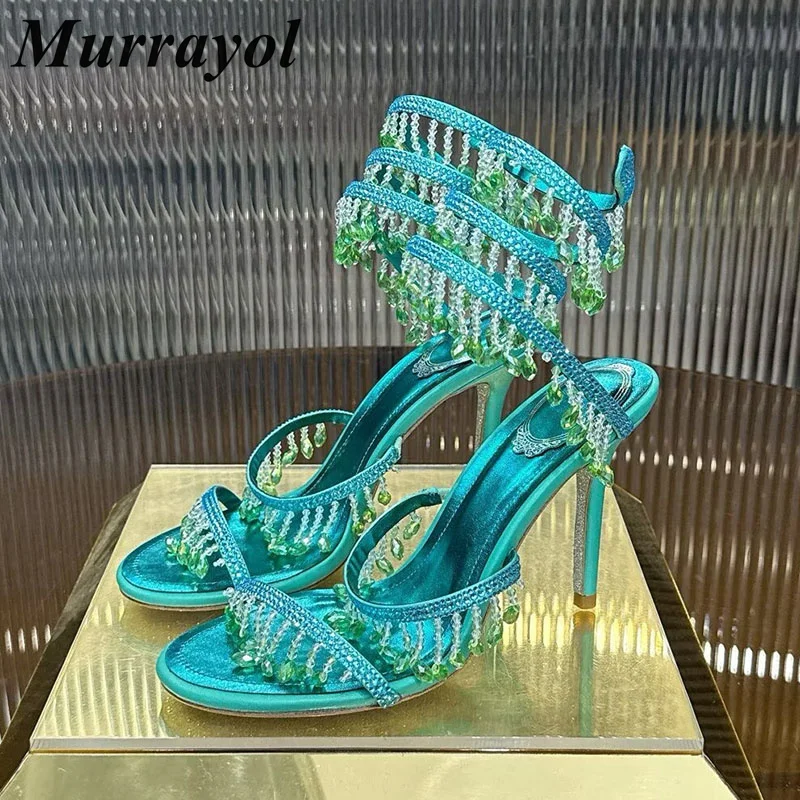 Sandals Women Ankle Snake Shaped Strap Entanglement Banquet Dress Shoes Summer Tassels Rhinestone Decor Thin High Heel Sandalias
Sandals Women Ankle Snake Shaped Strap Entanglement Banquet Dress Shoes Summer Tassels Rhinestone Decor Thin High Heel Sandalias