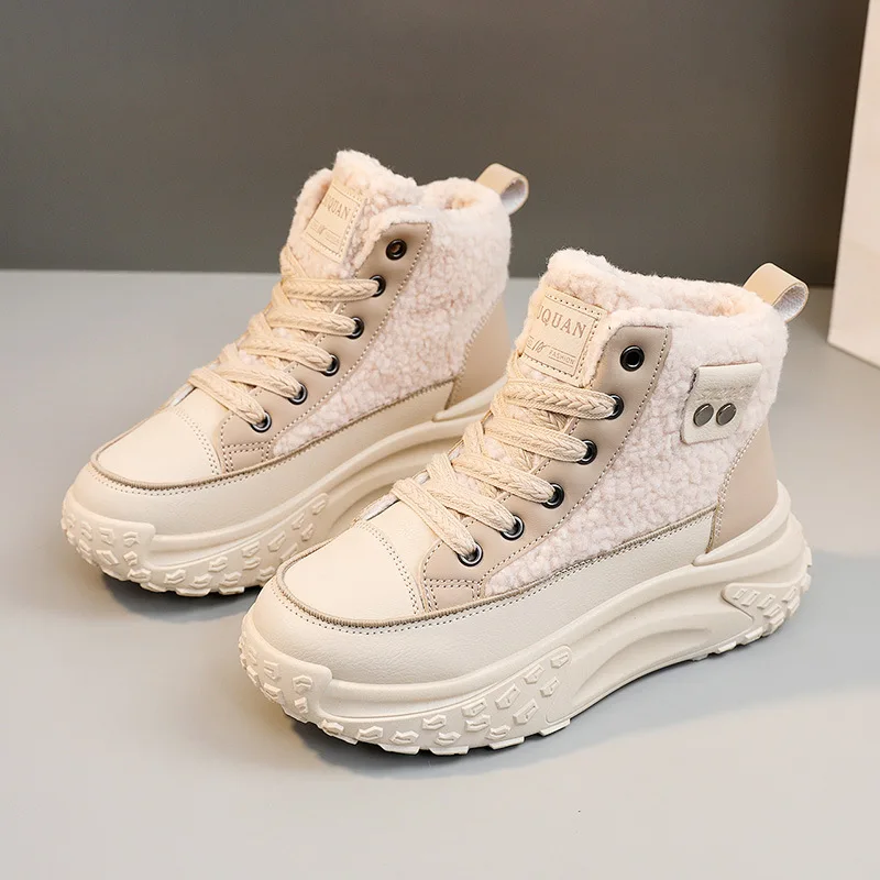 2025 Winter New Womens Shoes Fluffy High-top Cotton Boots Warm Snow Boots Flat Short Boots Female Thick Lace-up Casual Sneakers
2025 Winter New Womens Shoes Fluffy High-top Cotton Boots Warm Snow Boots Flat Short Boots Female Thick Lace-up Casual Sneakers