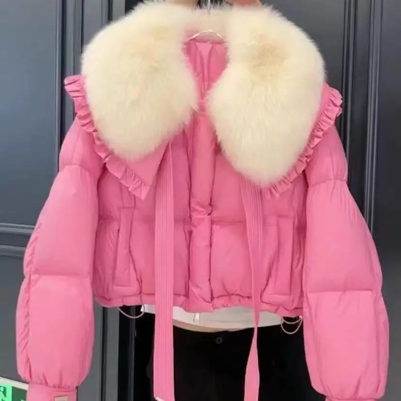 Women's Winter New Short Puffer Jacket Warm Cotton-padded Coat Candy Colors Large Fur Collar Sweet Trend Versatile Bow Parkas
Women's Winter New Short Puffer Jacket Warm Cotton-padded Coat Candy Colors Large Fur Collar Sweet Trend Versatile Bow Parkas