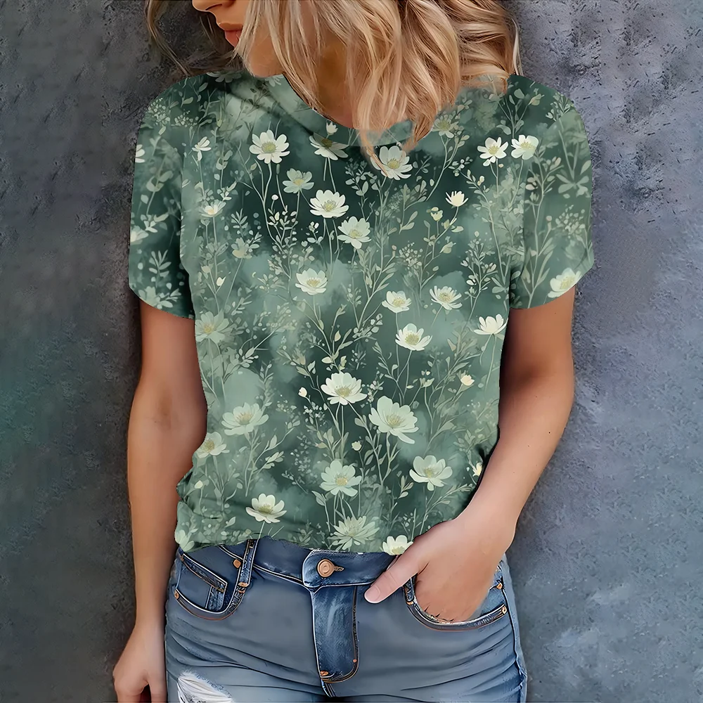 2025 Summer Women's Top Round Neck Fresh Wildflower 3D Printed T-shirt Women's Elegant Fashionable, Comfortable Short Sleeve Top
2025 Summer Women's Top Round Neck Fresh Wildflower 3D Printed T-shirt Women's Elegant Fashionable, Comfortable Short Sleeve Top