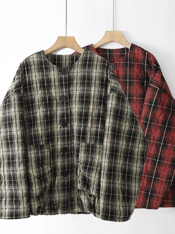 Retro Plaid Cotton Blend round Ne Loose Casual Mid-Length Warm Coat Women's Autumn Winter New Sle Comfortable Outerwear
Retro Plaid Cotton Blend round Ne Loose Casual Mid-Length Warm Coat Women's Autumn Winter New Sle Comfortable Outerwear