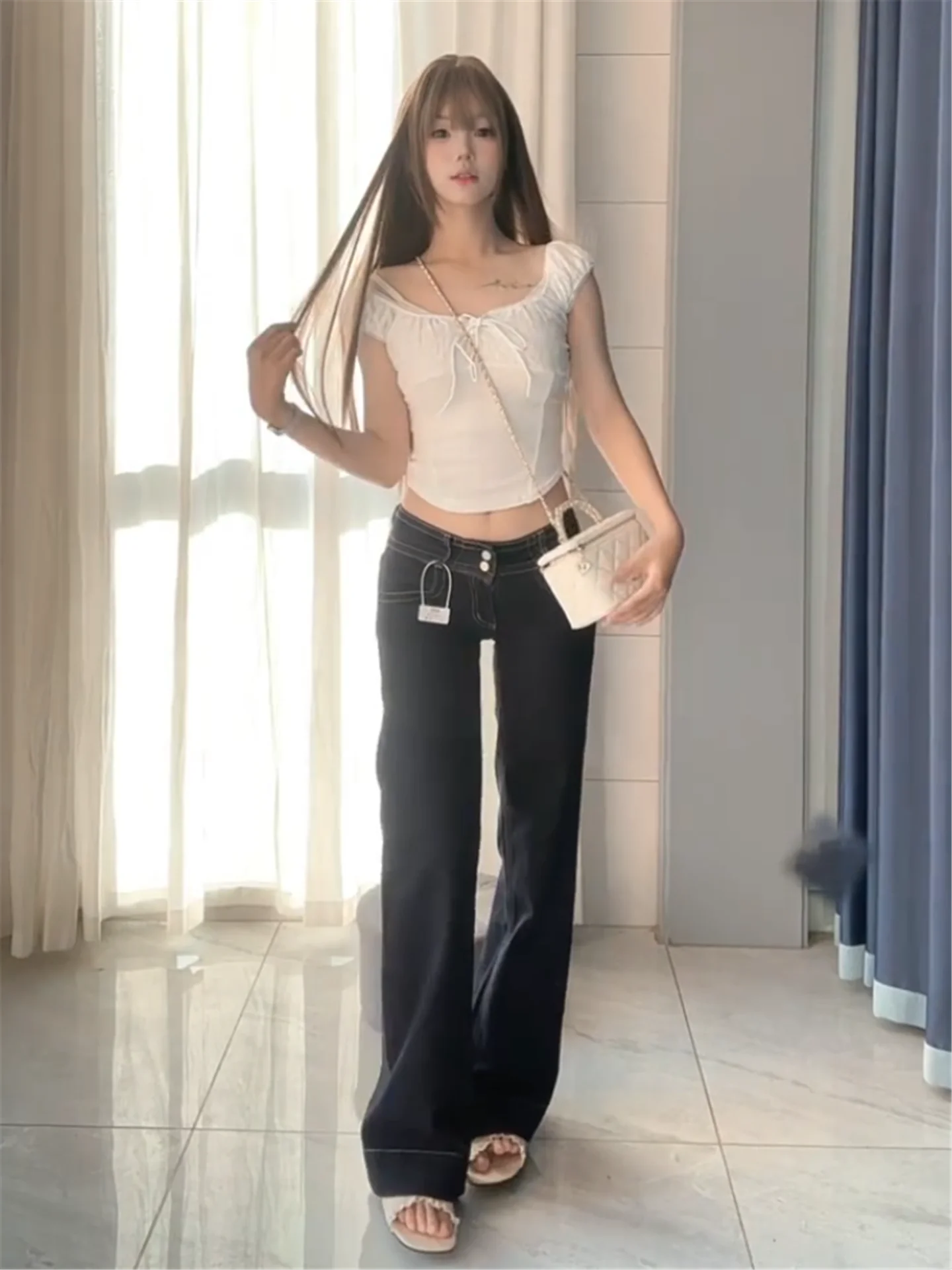 American Retro Extended Low Waist Flared Jeans Women Summer Slimming Not Legging Floor-Length Pants High Waist Bell Bottoms
American Retro Extended Low Waist Flared Jeans Women Summer Slimming Not Legging Floor-Length Pants High Waist Bell Bottoms