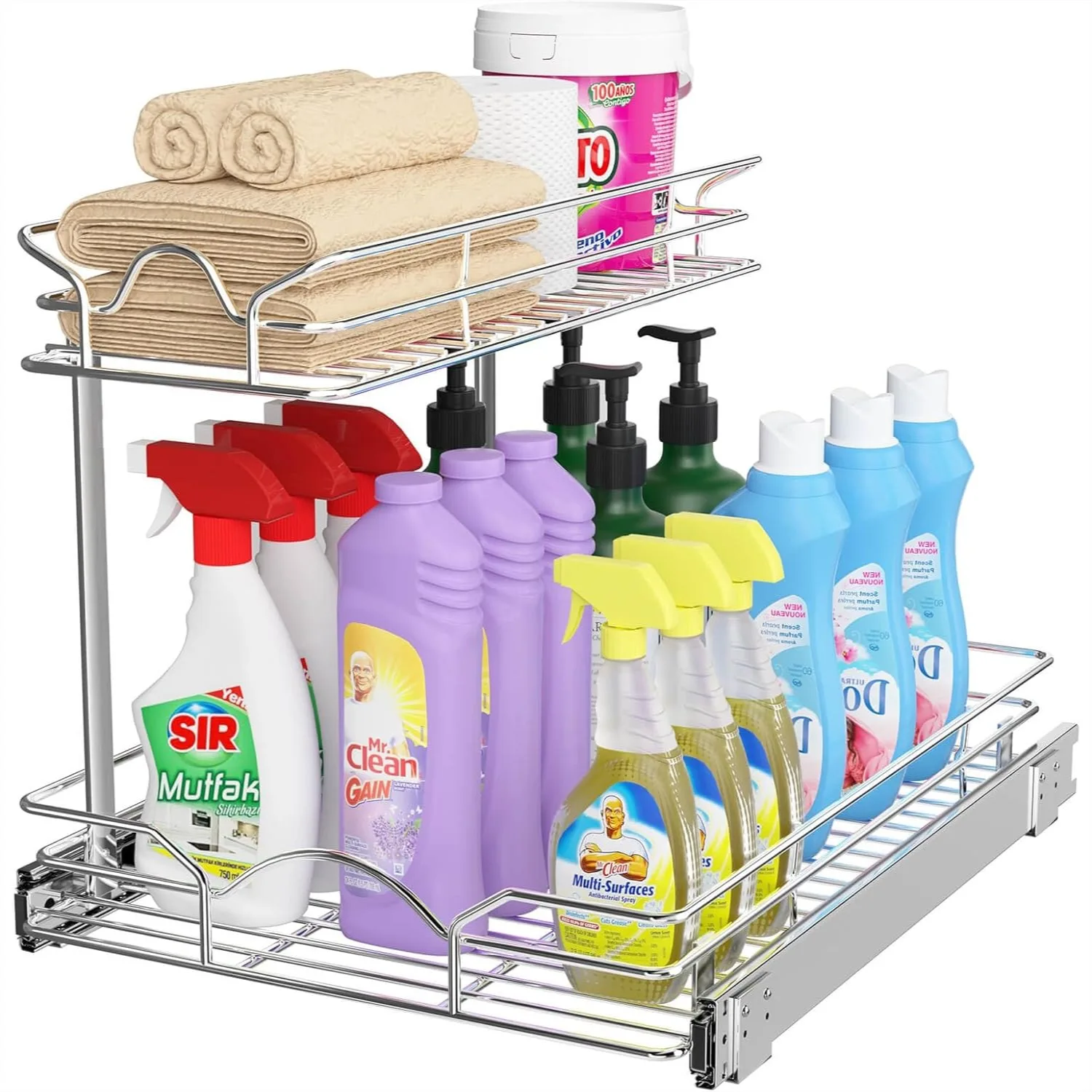 Under Sink Cabinet Organizer 2 Tier Pull Out Shelf 14.75W x 17D, Smooth Slide Out Sliding Shelf for Kitchen Bathroom Cabinet
Under Sink Cabinet Organizer 2 Tier Pull Out Shelf 14.75W x 17D, Smooth Slide Out Sliding Shelf for Kitchen Bathroom Cabinet