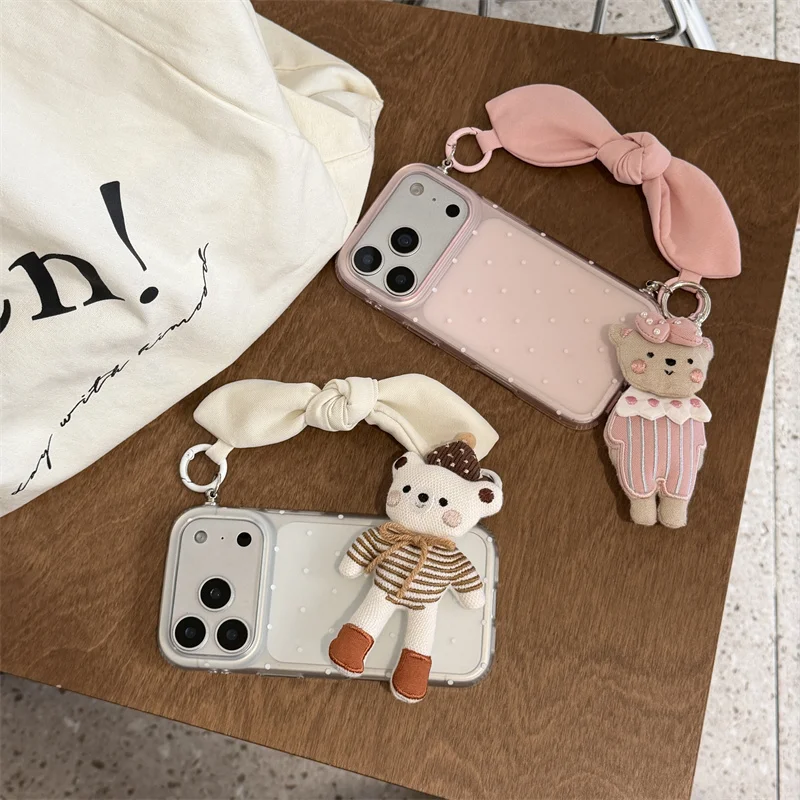 Cute Polka Dot Phone Case With Plush Bear Charm Strap Shockproof Clear Cover For iPhone 17 16 15 14 Pro Max fashion iPhone case
Cute Polka Dot Phone Case With Plush Bear Charm Strap Shockproof Clear Cover For iPhone 17 16 15 14 Pro Max fashion iPhone case