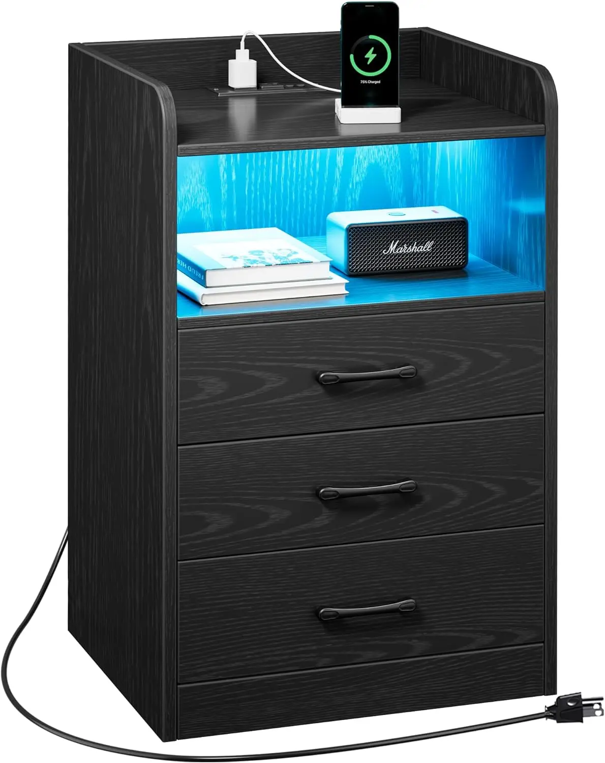 Nightstand with Charging Station and LED Light Strips, Night Stand with Drawers, End Table with USB Ports and Outlets, Bedside
Nightstand with Charging Station and LED Light Strips, Night Stand with Drawers, End Table with USB Ports and Outlets, Bedside