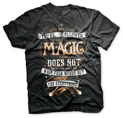 Harry Potter Magic Whip Your Wands Out Hogwarts Zauberer Männer Men T-Shirt