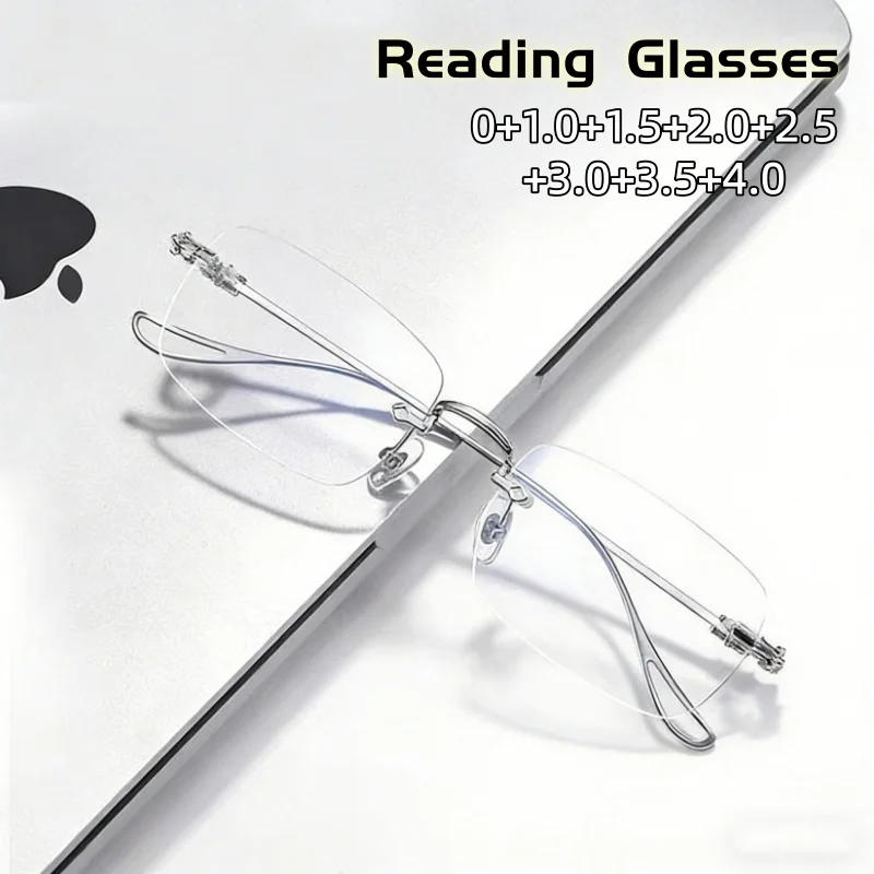 High-end High-definition Business Frameless Reading Glasses Fashion Cut Edge Blue Light Blocking Eye Protection Eyewear To +4.0
High-end High-definition Business Frameless Reading Glasses Fashion Cut Edge Blue Light Blocking Eye Protection Eyewear To +4.0