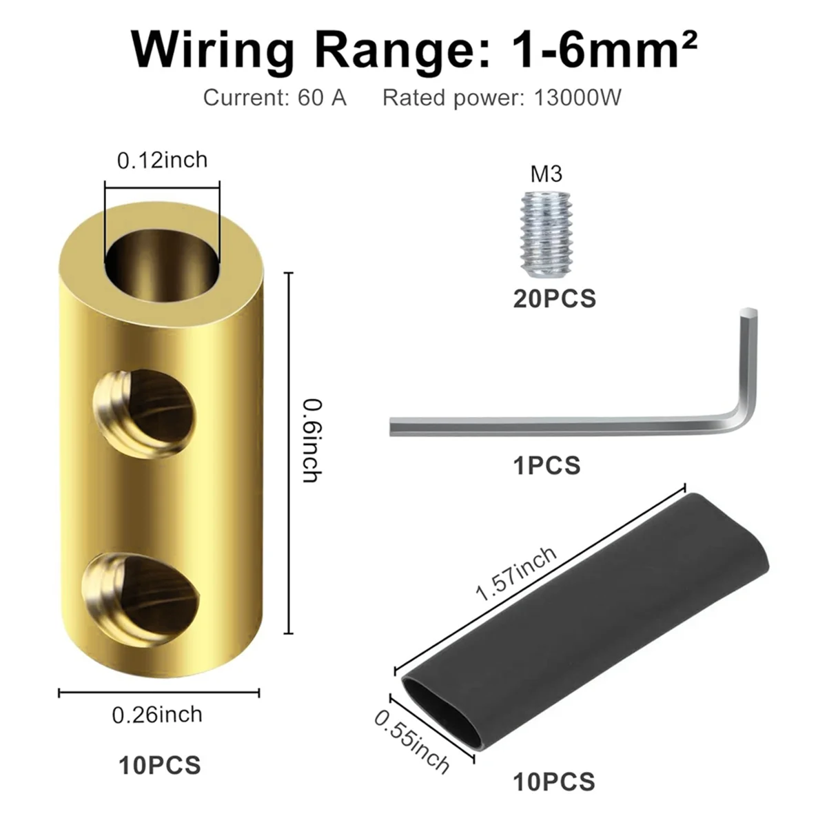 10PCS 10 AWG Gauge Wire Connector Nut Kit, 60A Quick Wiring Connection Terminal with Screws and Heat Shrink TubeJKL
10PCS 10 AWG Gauge Wire Connector Nut Kit, 60A Quick Wiring Connection Terminal with Screws and Heat Shrink TubeJKL
