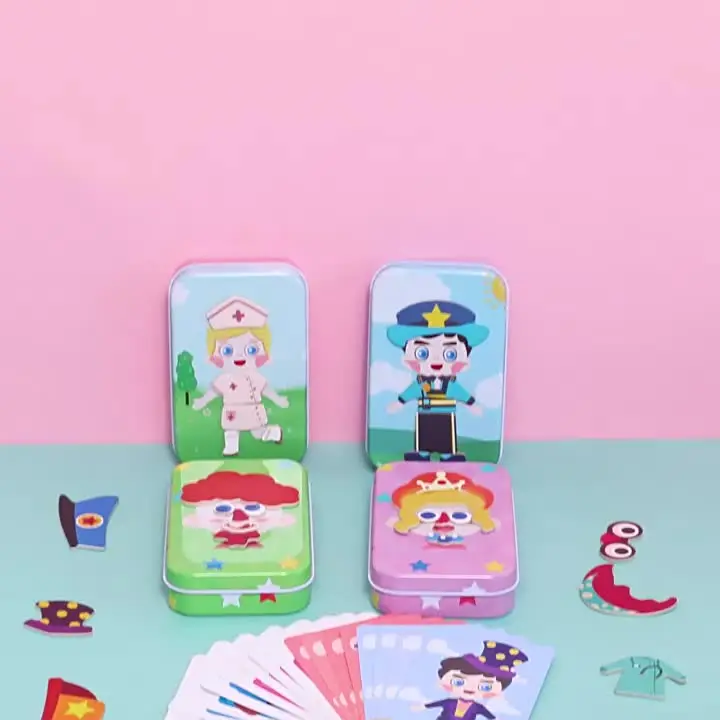 Magnetic 3D Puzzle Children Dress Up Change Facial Expression Game Iron Box Jigsaw Early Education Imagination Toys Girls Gifts