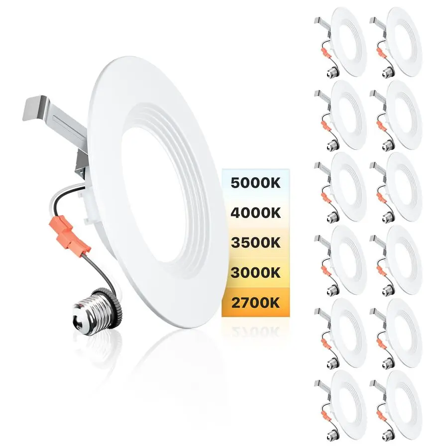 5 6-дюймовых светодиодных фонарей 5CCT, 12 шт., модернизированное светодиодное встраиваемое освещение, отделка перегородки, регулировка яркости, 9W110W, 1000LM, 2700K 3000K 3500K 4
5 6-дюймовых светодиодных фонарей 5CCT, 12 шт., модернизированное светодиодное встраиваемое освещение, отделка перегородки, регулировка яркости, 9W110W, 1000LM, 2700K 3000K 3500K 4