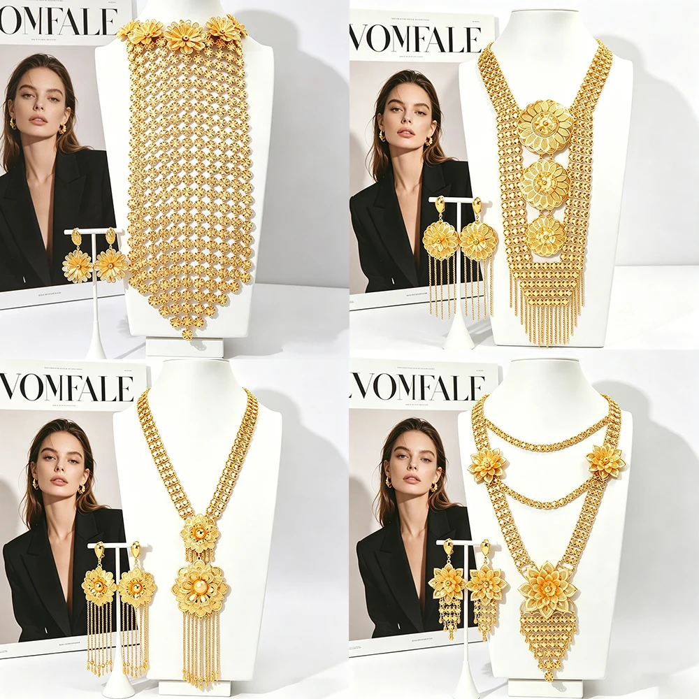 Nigerian Gold Color Flower Tassel Necklace Earring Set Dubai African Statement Exaggerated Jewelry Luxury Bridal Wedding Jewelry
Nigerian Gold Color Flower Tassel Necklace Earring Set Dubai African Statement Exaggerated Jewelry Luxury Bridal Wedding Jewelry