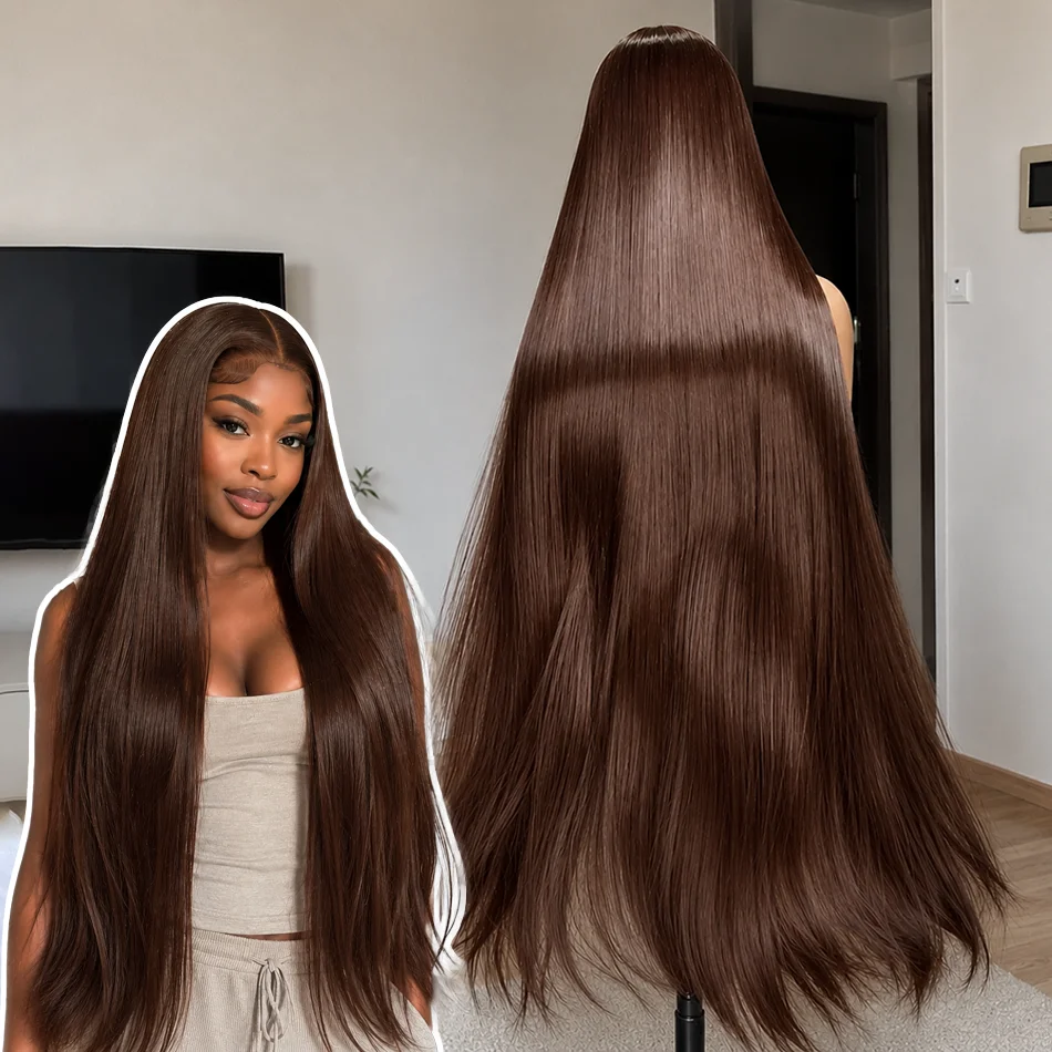 Bone Straight Wig 46 Inches #4 Chocolate Brown Remy Hair 13x4 13x6 HD Transparent Lace Frontal Wigs Pre Plucked Human Hair For Women
Bone Straight Wig 46 Inches #4 Chocolate Brown Remy Hair 13x4 13x6 HD Transparent Lace Frontal Wigs Pre Plucked Human Hair For Women