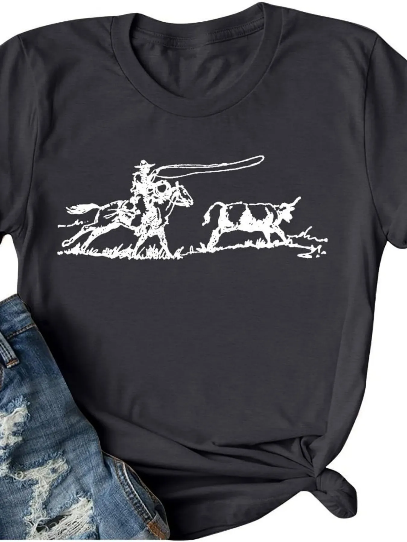 Plus size women's short sleeve T-shirt Cowboy Riding Horse With Lasso breathable_fabric summer outfit women's clothing
Plus size women's short sleeve T-shirt Cowboy Riding Horse With Lasso breathable_fabric summer outfit women's clothing
