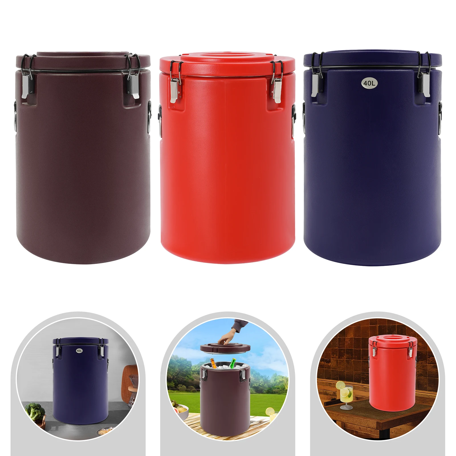 40L Stainless Steel Insulated Bucket,Blue/Red/Brown Round Insulated Soup Container Tabletop for Parties,Outdoor Picnics
40L Stainless Steel Insulated Bucket,Blue/Red/Brown Round Insulated Soup Container Tabletop for Parties,Outdoor Picnics