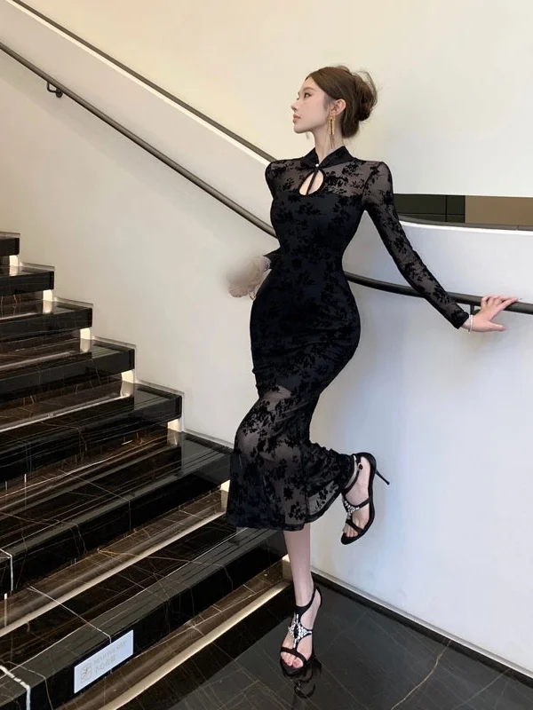 Elegant Lace Bodycon Dress High Waist Fish Tail Long Sleeve Autumn Business City Commute Office Date Casual City Outfit
Elegant Lace Bodycon Dress High Waist Fish Tail Long Sleeve Autumn Business City Commute Office Date Casual City Outfit